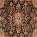 Square Medallion Brown Traditional Rug, tr4633brn