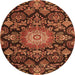 Machine Washable Medallion Orange Traditional Area Rugs, wshtr4633org