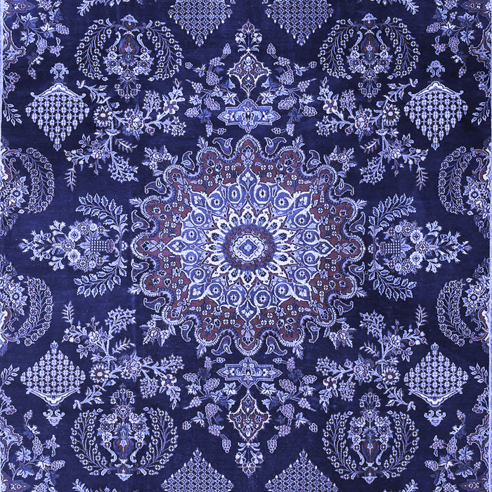 Machine Washable Medallion Blue Traditional Rug, wshtr4633blu