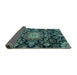 Sideview of Medallion Turquoise Traditional Rug, tr4633turq