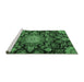 Sideview of Machine Washable Medallion Emerald Green Traditional Area Rugs, wshtr4633emgrn
