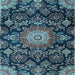 Square Medallion Light Blue Traditional Rug, tr4633lblu