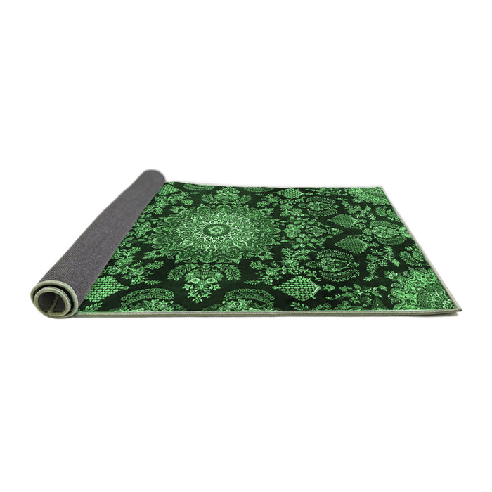 Sideview of Medallion Emerald Green Traditional Rug, tr4633emgrn