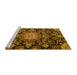 Sideview of Machine Washable Medallion Yellow Traditional Rug, wshtr4633yw