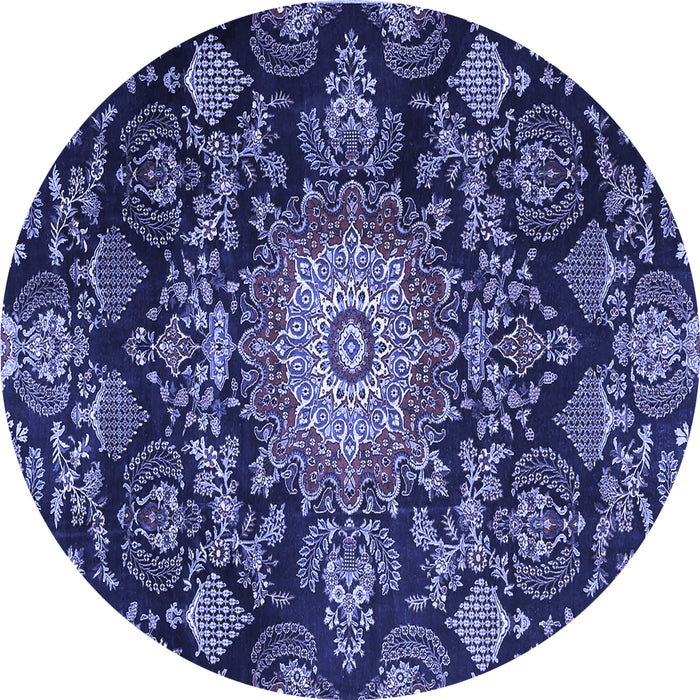 Round Medallion Blue Traditional Rug, tr4633blu