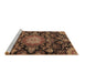 Sideview of Machine Washable Medallion Brown Traditional Rug, wshtr4633brn