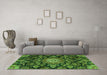 Machine Washable Medallion Green Traditional Area Rugs in a Living Room,, wshtr4633grn