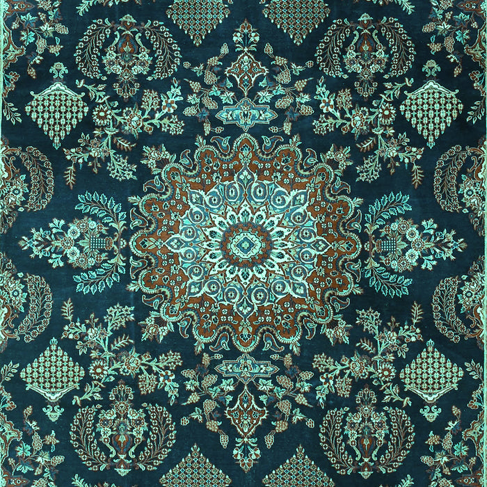 Machine Washable Medallion Turquoise Traditional Area Rugs, wshtr4633turq