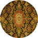 Round Medallion Yellow Traditional Rug, tr4633yw