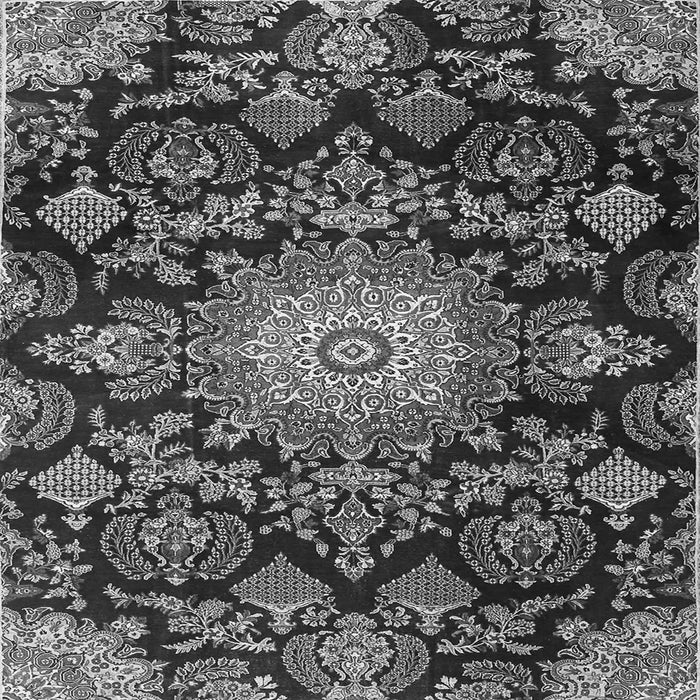 Round Machine Washable Medallion Gray Traditional Rug, wshtr4633gry