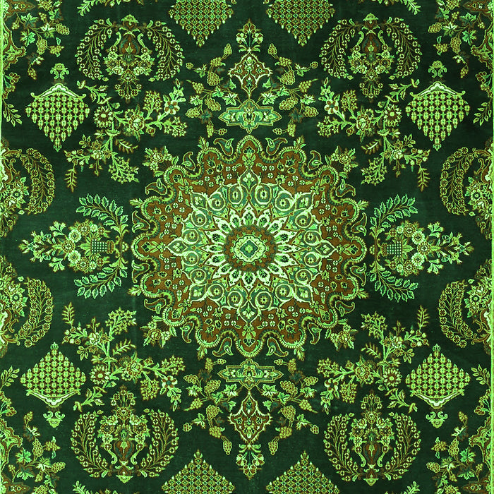 Serging Thickness of Machine Washable Medallion Green Traditional Area Rugs, wshtr4633grn