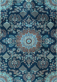 Medallion Light Blue Traditional Rug, tr4633lblu