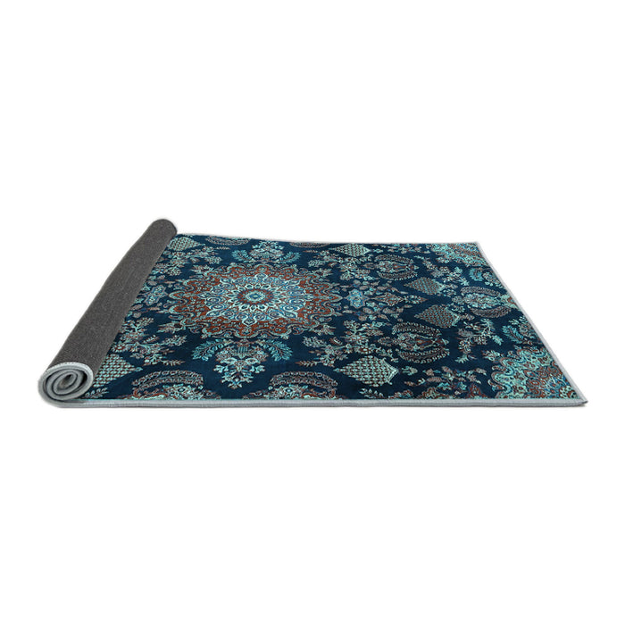 Sideview of Medallion Light Blue Traditional Rug, tr4633lblu