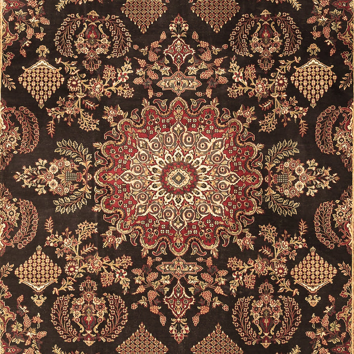 Machine Washable Medallion Brown Traditional Rug, wshtr4633brn