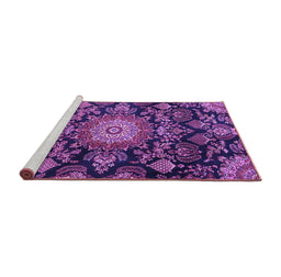 Sideview of Machine Washable Medallion Purple Traditional Area Rugs, wshtr4633pur