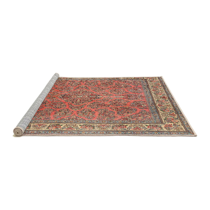 Sideview of Machine Washable Traditional Light Copper Gold Rug, wshtr4634