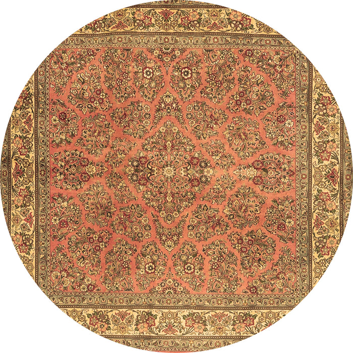 Round Machine Washable Persian Brown Traditional Rug, wshtr4634brn