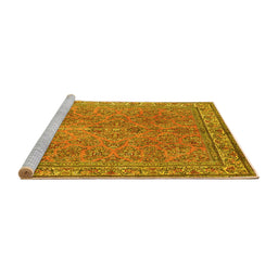 Sideview of Machine Washable Persian Yellow Traditional Rug, wshtr4634yw