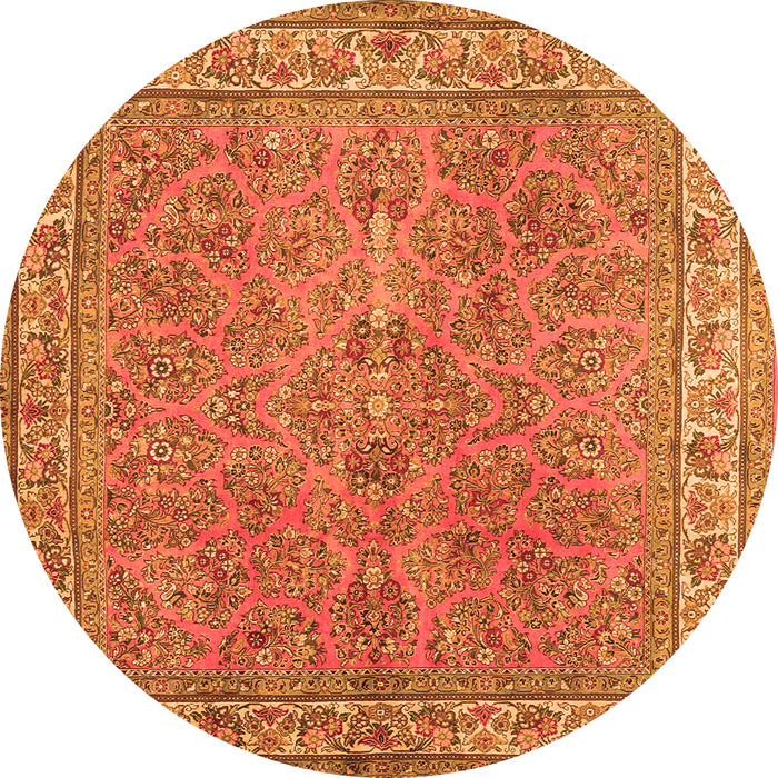 Machine Washable Persian Orange Traditional Area Rugs, wshtr4634org