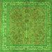 Round Machine Washable Persian Green Traditional Area Rugs, wshtr4634grn