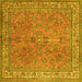 Square Machine Washable Persian Yellow Traditional Rug, wshtr4634yw