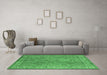 Machine Washable Persian Emerald Green Traditional Area Rugs in a Living Room,, wshtr4634emgrn