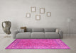 Machine Washable Persian Pink Traditional Rug in a Living Room, wshtr4634pnk