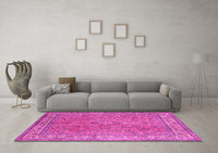 Machine Washable Persian Pink Traditional Rug, wshtr4634pnk