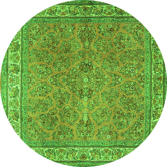 Square Persian Green Traditional Rug, tr4634grn