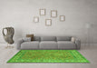 Machine Washable Persian Green Traditional Area Rugs in a Living Room,, wshtr4634grn