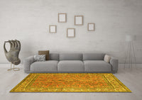 Machine Washable Persian Yellow Traditional Rug, wshtr4634yw