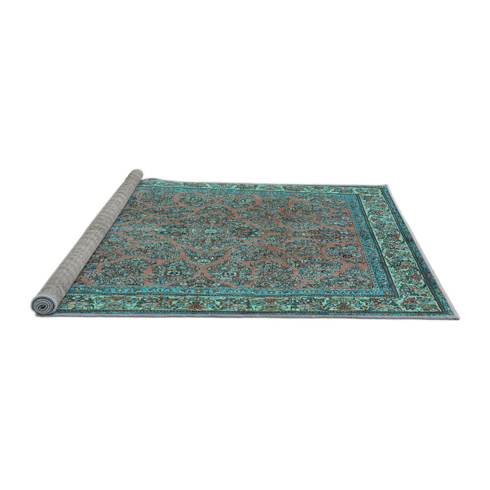 Sideview of Machine Washable Persian Light Blue Traditional Rug, wshtr4634lblu