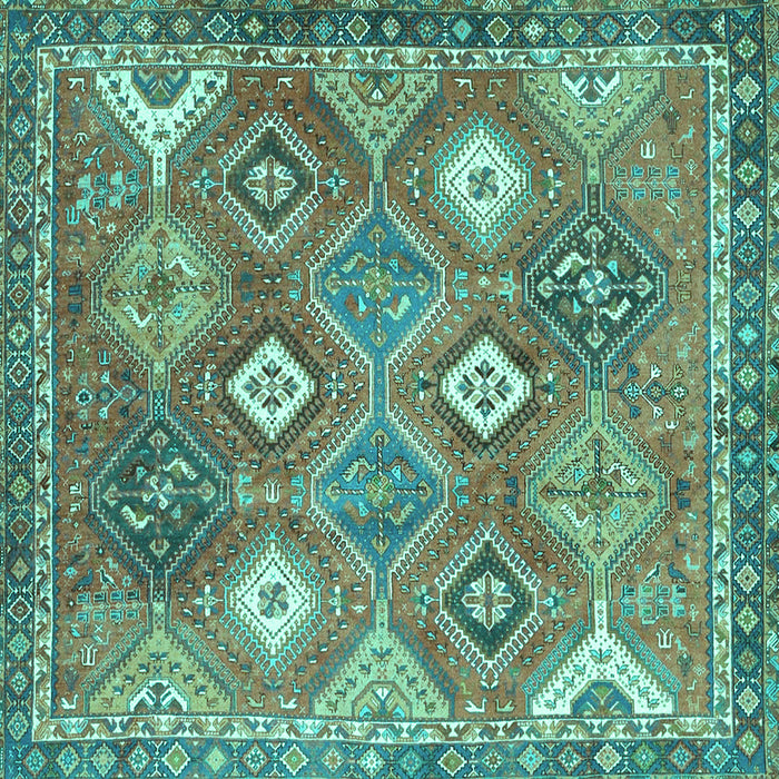 Square Persian Turquoise Traditional Rug, tr4635turq