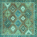 Square Persian Turquoise Traditional Rug, tr4635turq