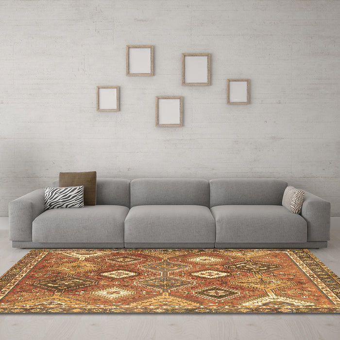 Machine Washable Persian Brown Traditional Rug in a Living Room,, wshtr4635brn
