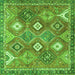 Round Machine Washable Persian Green Traditional Area Rugs, wshtr4635grn