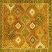 Square Machine Washable Persian Yellow Traditional Rug, wshtr4635yw