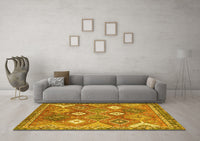 Machine Washable Persian Yellow Traditional Rug, wshtr4635yw