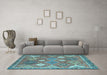 Machine Washable Persian Light Blue Traditional Rug in a Living Room, wshtr4635lblu