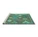 Sideview of Machine Washable Persian Turquoise Traditional Area Rugs, wshtr4635turq