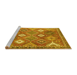 Sideview of Machine Washable Persian Yellow Traditional Rug, wshtr4635yw
