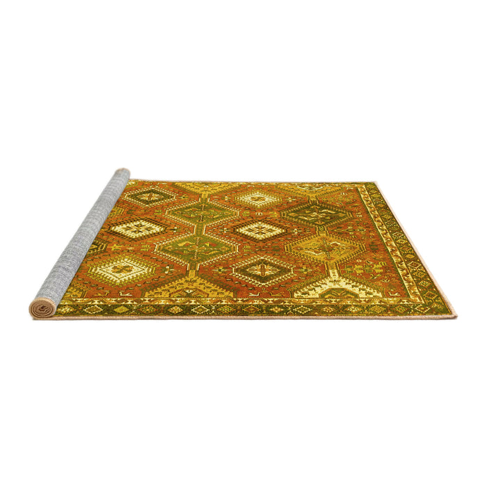 Sideview of Machine Washable Persian Yellow Traditional Rug, wshtr4635yw
