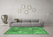 Machine Washable Persian Emerald Green Traditional Area Rugs in a Living Room,, wshtr4635emgrn