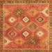 Round Machine Washable Persian Orange Traditional Area Rugs, wshtr4635org