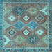 Square Machine Washable Persian Light Blue Traditional Rug, wshtr4635lblu