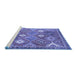 Sideview of Machine Washable Persian Blue Traditional Rug, wshtr4635blu