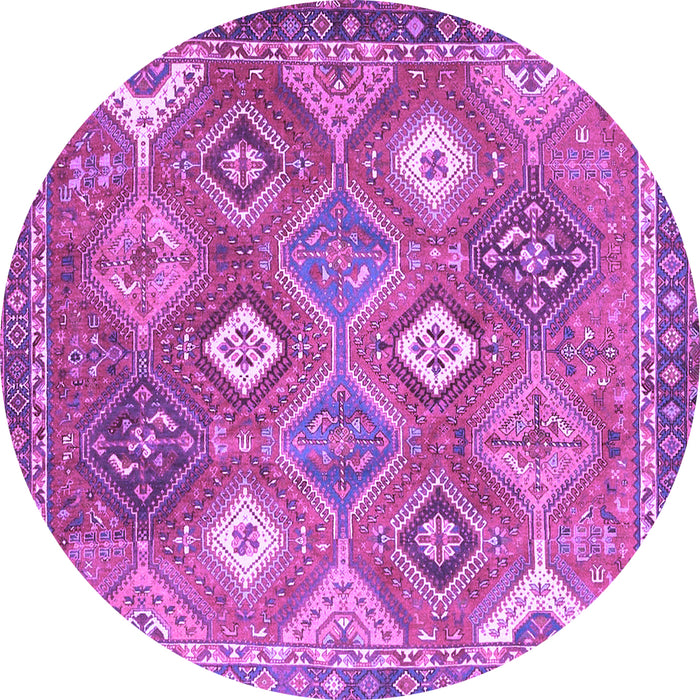 Round Machine Washable Persian Purple Traditional Area Rugs, wshtr4635pur