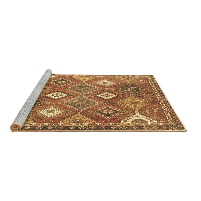 Sideview of Machine Washable Persian Brown Traditional Rug, wshtr4635brn