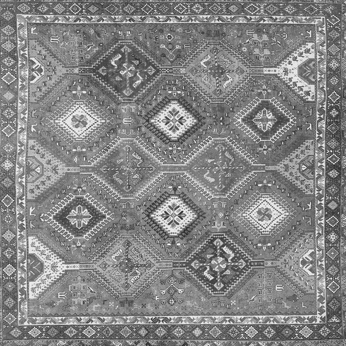 Round Machine Washable Persian Gray Traditional Rug, wshtr4635gry