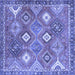 Square Machine Washable Persian Blue Traditional Rug, wshtr4635blu